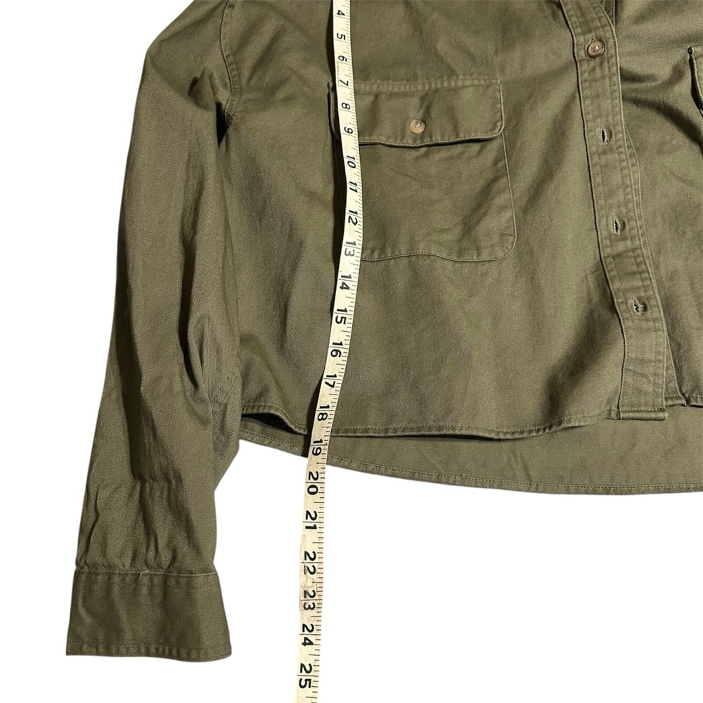 NWT Aeropostale Cropped Olive Green Utility Jacket Shirt 100% cotton - Picture 7 of 7